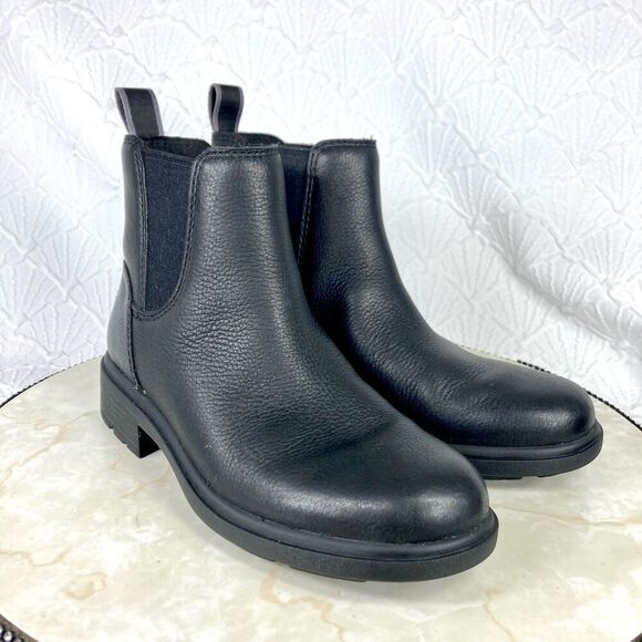 UGG Slip On Chelsea Boots Womens 5 Black Leather Chukka Dressy Comfort Boots - Picture 1 of 13